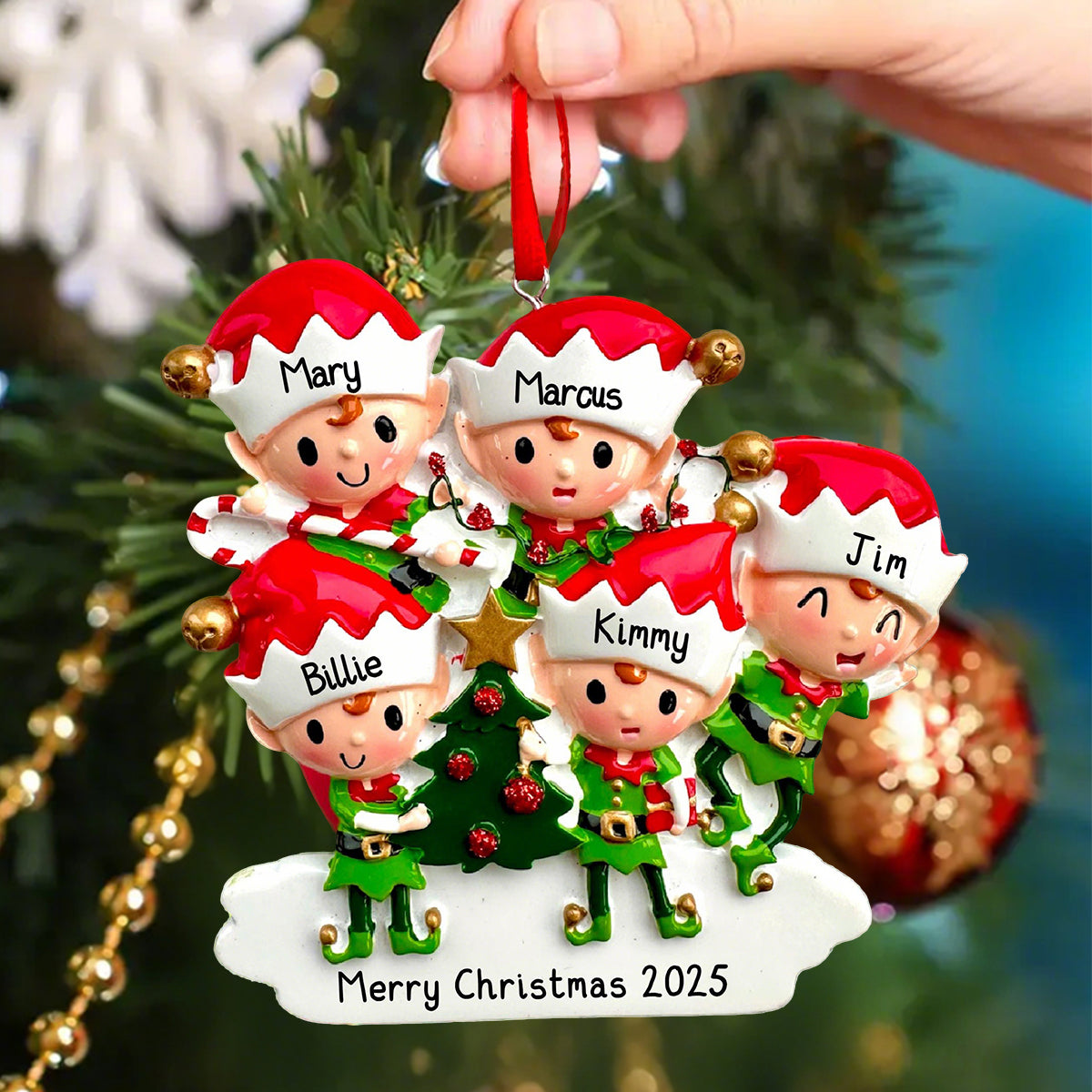 Personalized Elves Elf Family Christmas Ornament
