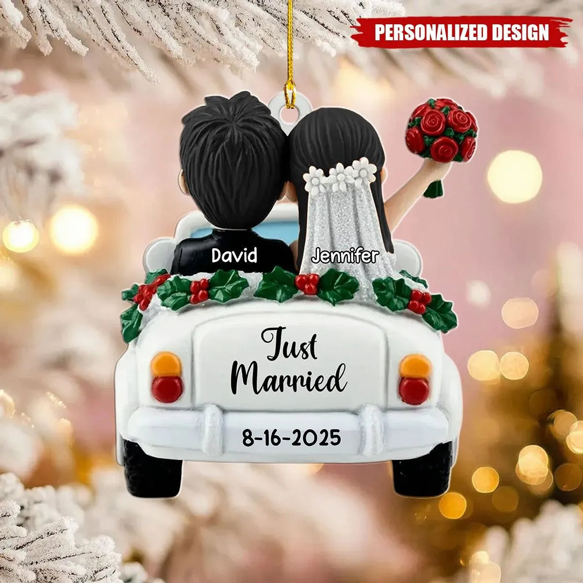 Just Married - Personalized couple Acrylic Ornament