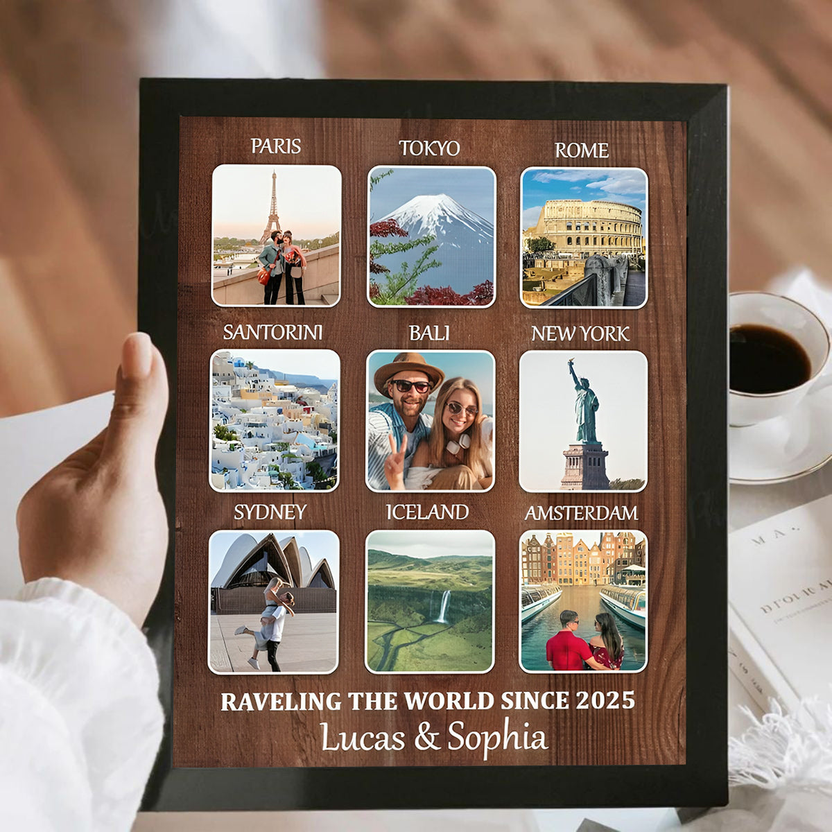 Personalized Travel Memories Collage Canvas – Favourite Places Travel Gift, Choose Your Locations & Text, Custom Souvenir Gift For Travel Lovers