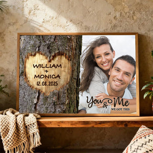 You & Me We Got This Couple Custom Photo Heart Carved Tree - Valentine's Gift Personalized Canvas Poster Timeless Gift for Him, Her