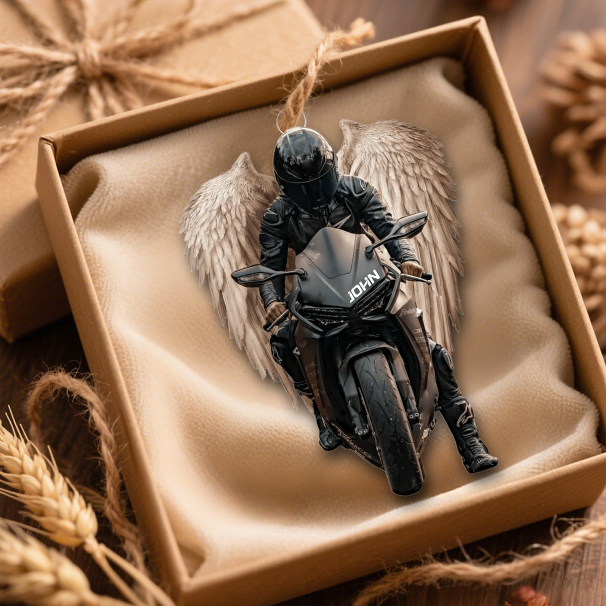 Motorbike With Wings Personalized Christmas Ornament,Gift for Bikers