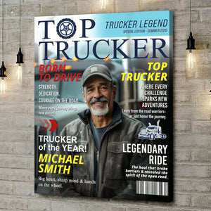 Personalized Trucker Magazine Cover, Custom Trucker Gift, Unique Trucker Retirement or Birthday Gift, Truck Lover Gift