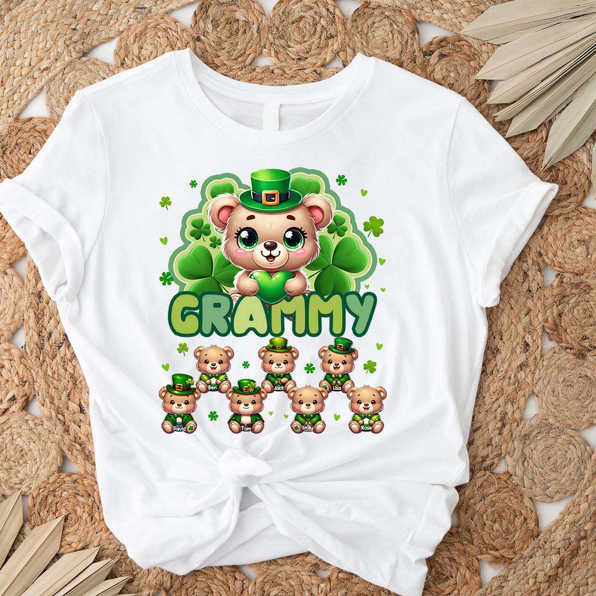 Personalized Grandma Bear With Cute Grandkids Pure cotton T-shirt