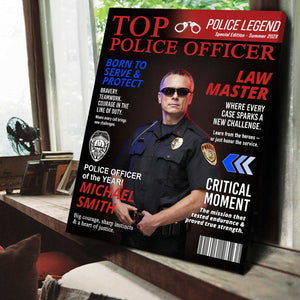 Personalized Police Officer Magazine Cover, Police Appreciation Gift, Unique Cop Gift Idea, Police Officer Gifts, Custom Police Retirement or Promotion Gift
