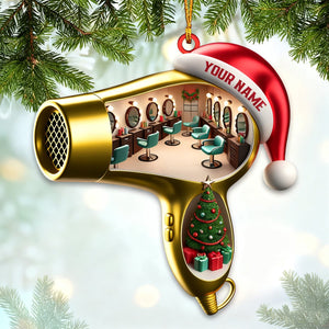 Personalized Custom Name Hairdresser Ornament, Hair Salon Christmas Decoration