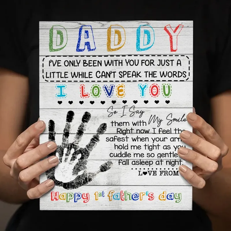 Daddy I Love You Happy 1st Father's Day - Gift for Dad Personalized Canvas