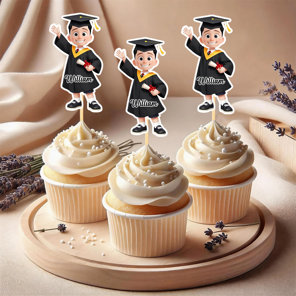 Custom Preschool Kindergarten Graduation - Personalized Cupcake Toppers
