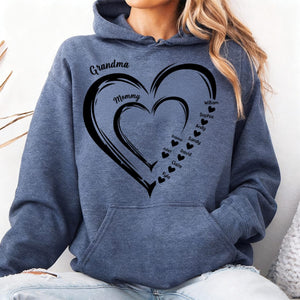 Personalized Heart In Heart grandma Pure cotton hoodie