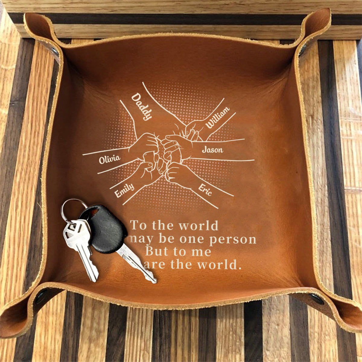 Come Home To Love - Family Personalized Custom Leather Valet Tray - Father's Day, Gift For Dad, Grandpa