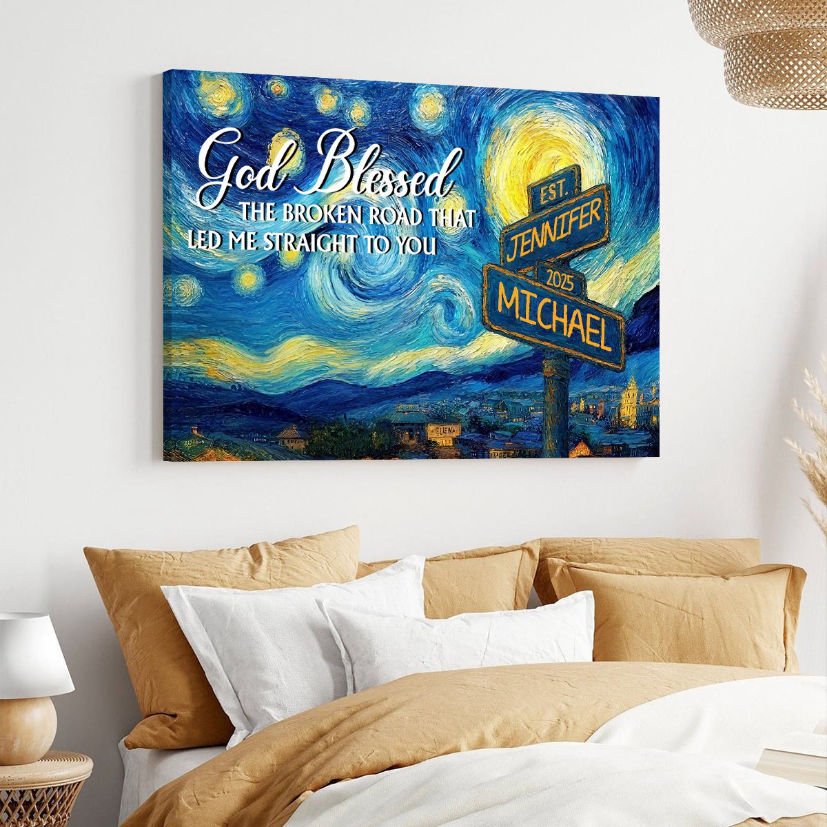 Personalized Canvas Poster Wall Art with Road Sign Design Wonderful Present for Couples