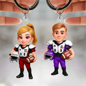 Proud American Football Player - Personalized Acrylic Keychain - Gift For Football Lovers, Grandson, Son, Husband
