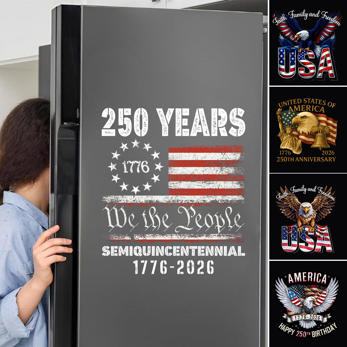 Personalized Faith, Family & Freedom America 250 Years Car Window Decal Sticker