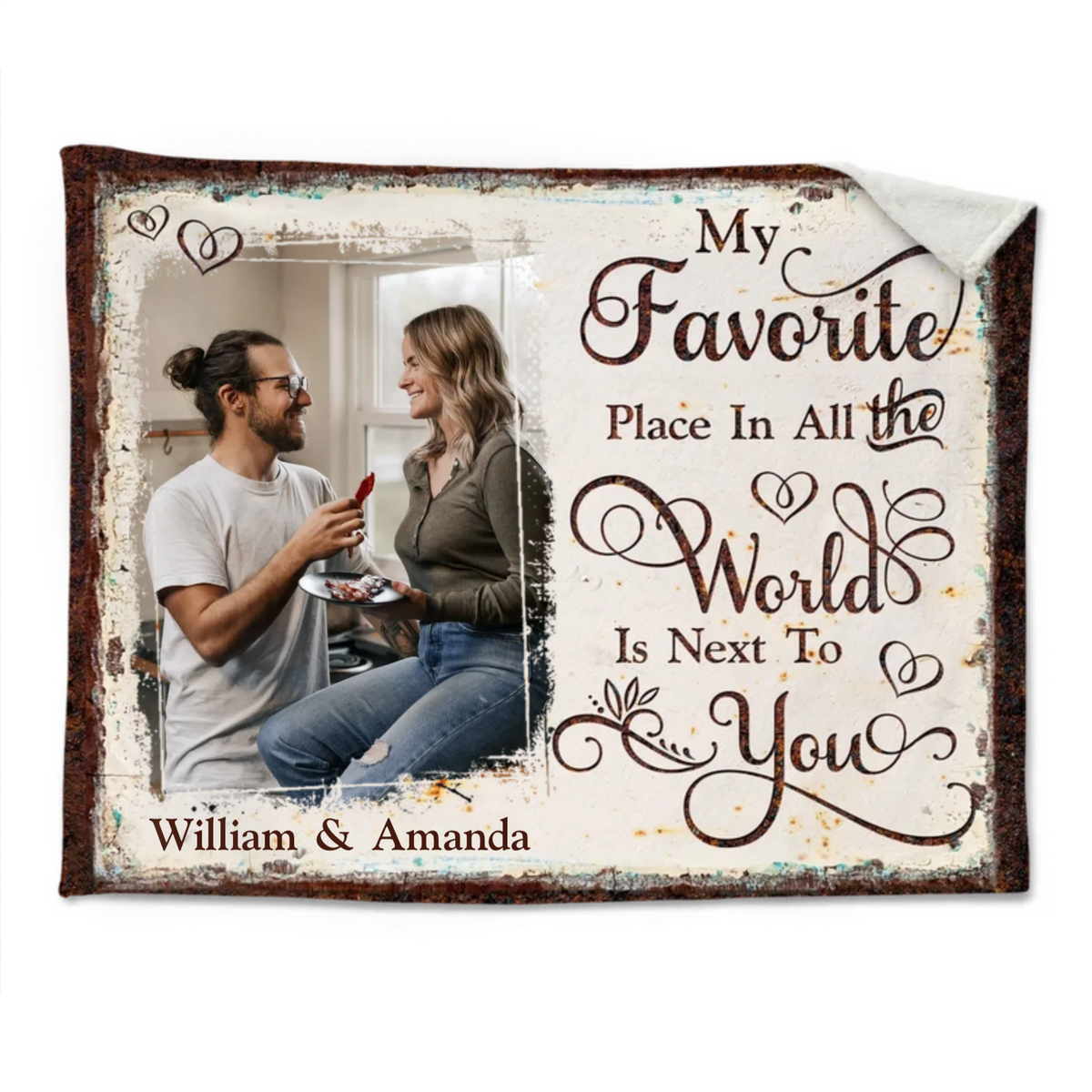My Favorite Place In All The World Is Next To You Personalized Couple Blanket Gift For Boyfriend Girlfriend