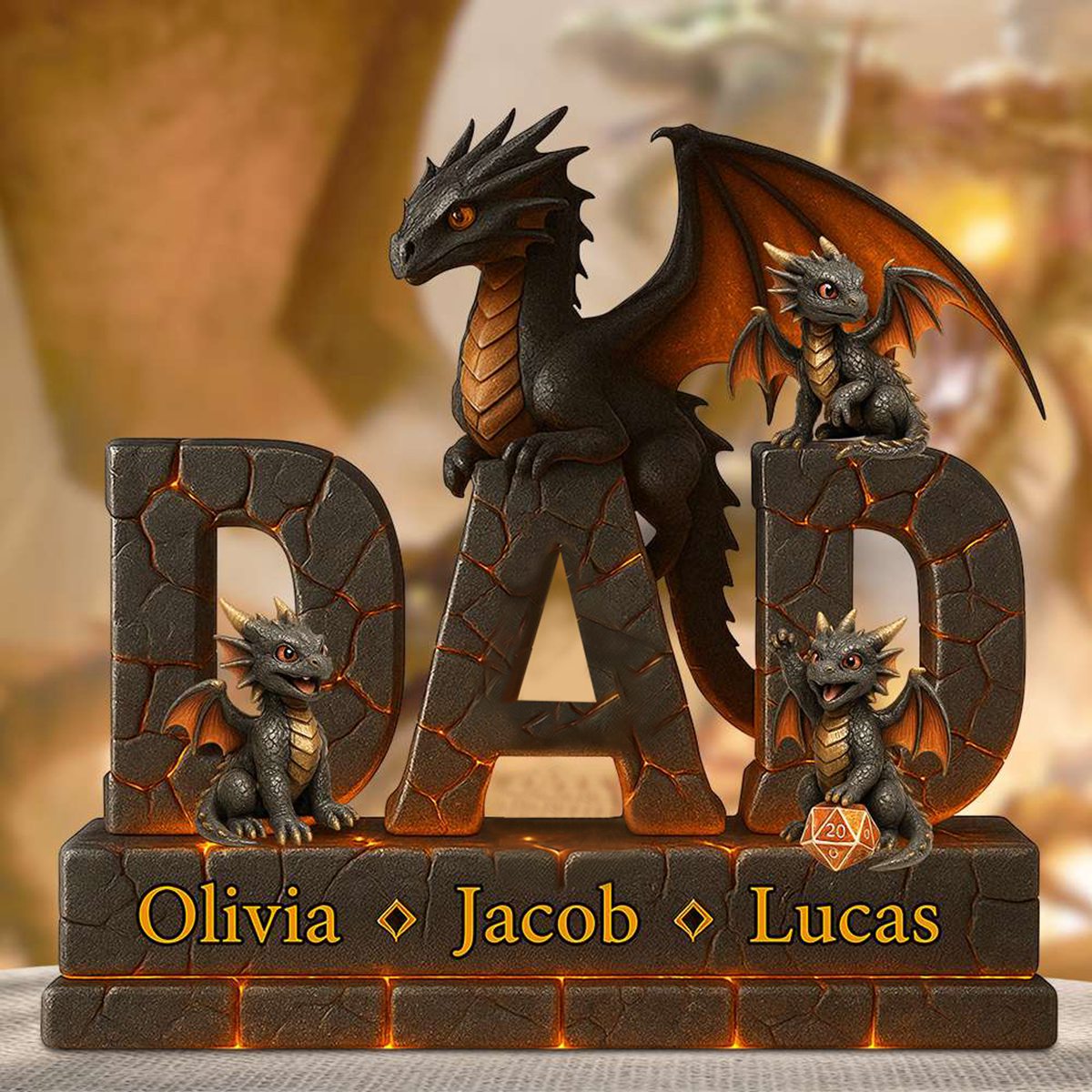 Fire Dragon Dad Acrylic Plaque Personalized Gifts For Dad