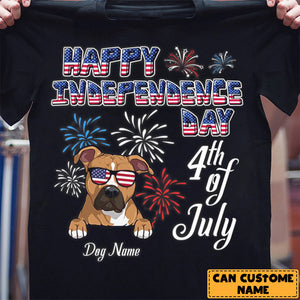 Personalized T-Shirt Happy Independence Day With Dog