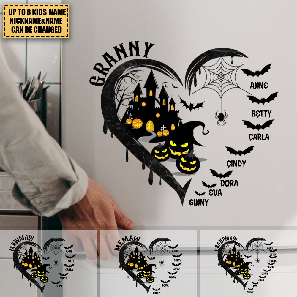 Halloween Grandma Mom Black Bats Heart Personalized Decal