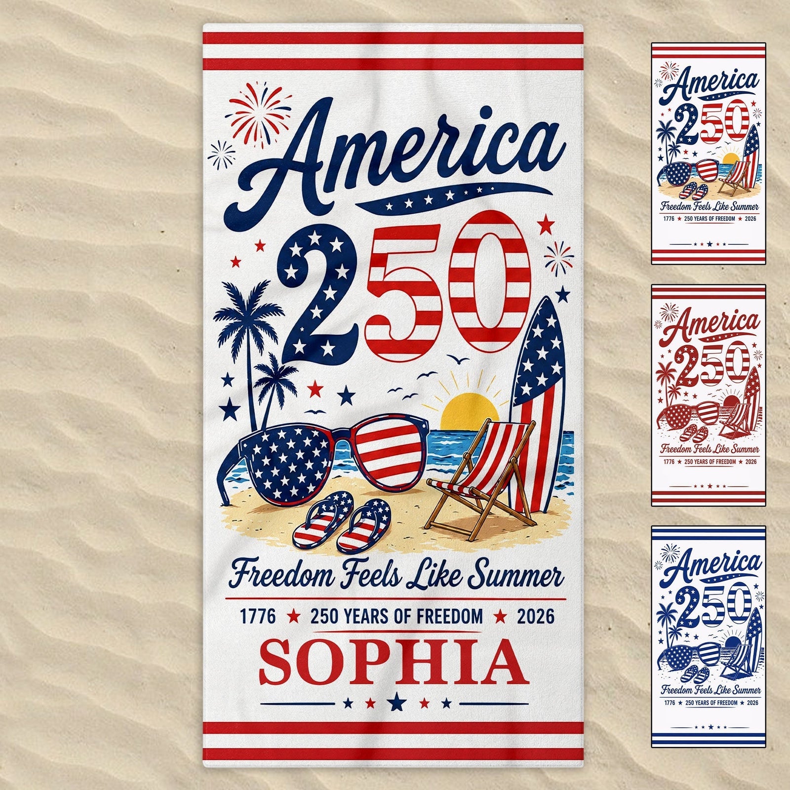 Personalized "Freedom Feels Like Summer" Beach Towel – Family Gift