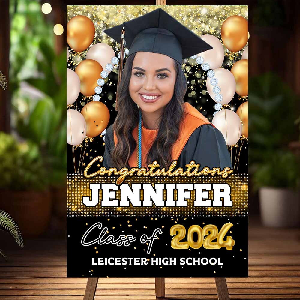 Graduation Party Decorations Custom Welcome Canvas Sign Grad - Personalized Class of 2026