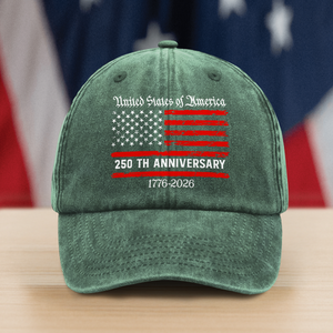 Personalized America 250th Anniversary Semiquincentennial Washed Denim Baseball Cap