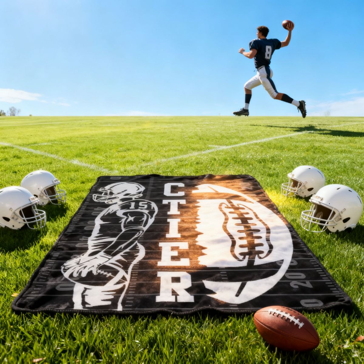 Custom Football Blanket With Name And Number