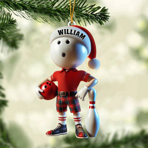 Personalized Custom Name Bowling Ornament, Bowling Christmas Gift