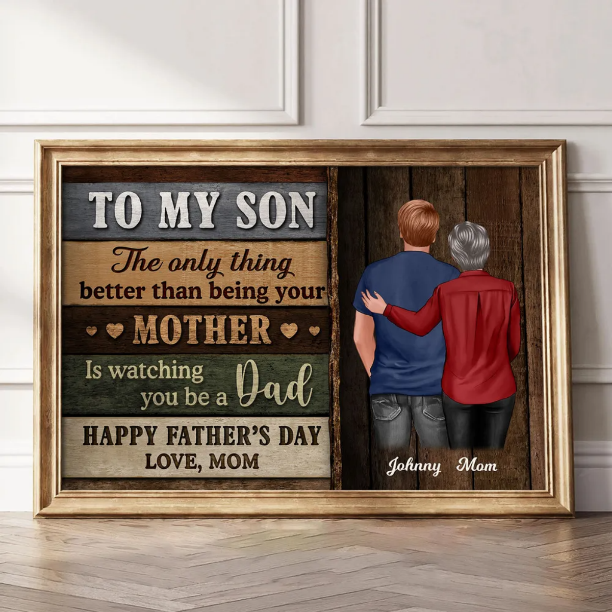 Colored Wood Pallets To My Son Happy Father's Day Personalized Poster, Heartfelt Father's Day Gift For Son
