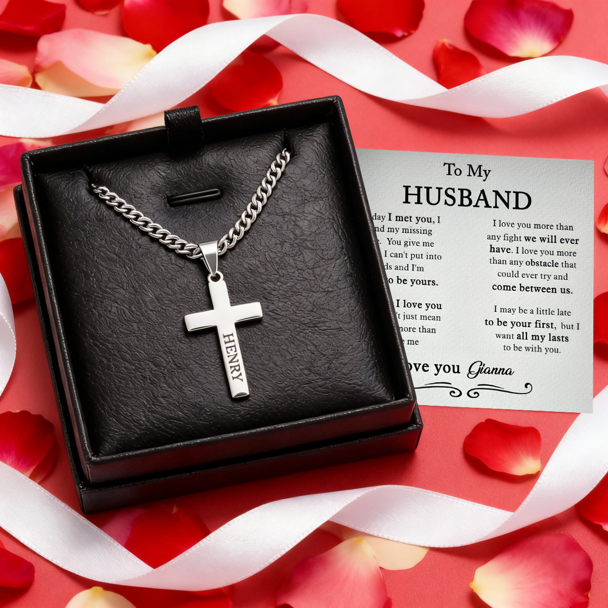 The Day I Met You I Found My Missing Piece - Personalized Cross Necklace With Card