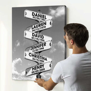 Father's Day Gift For Dad & Grandpa – Personalized Blended Family Names Street Sign Canvas Print