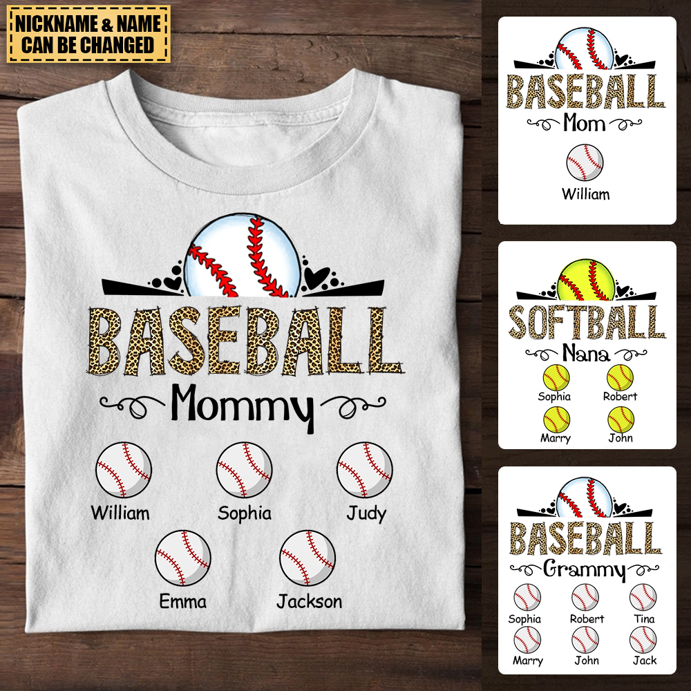 Personalized T-Shirt Baseball Mama Custom Name Apparel Gift For Mom
