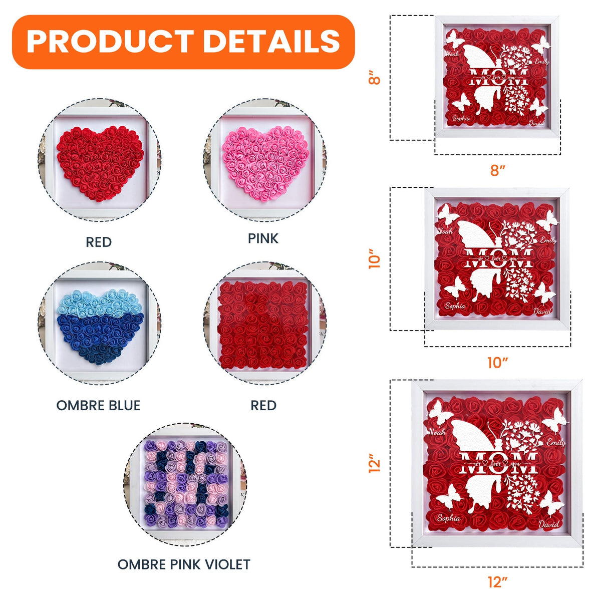 Mom Butterfly Mother's Day Gift - Personalized Flower Shadow Box With LED Light