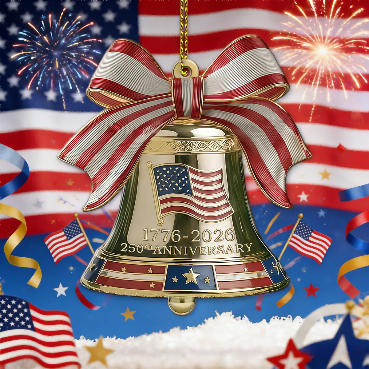 250 years of America Anniversary Liberty Bell Ornament 1776–2026 Patriotic