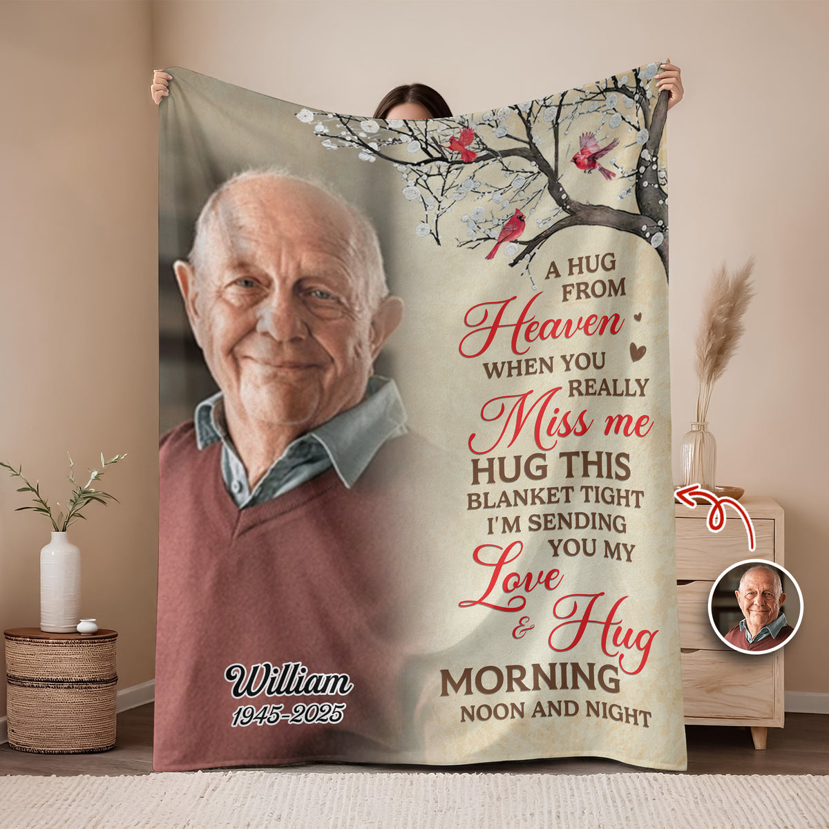 Forever in Your Arms - Personalized Memorial Blanket With Photo