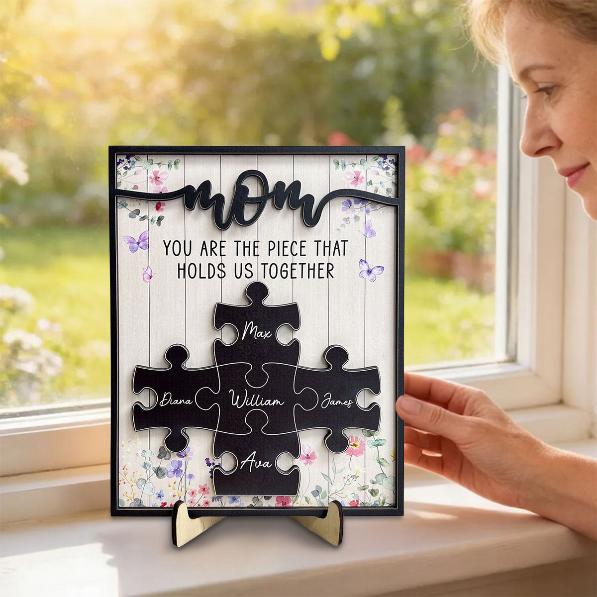 Custom Mother's Day Wooden Plaque – Mom, You Hold Us Together – Personalized Gift For Mom