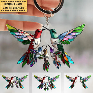 Family Members Christmas Hummingbird Together Personalized Acrylic Keychain