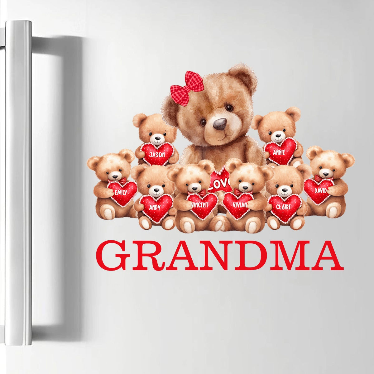 Personalized Bear With Cute Little Bear Kids Decal Gift For Mom/Grandma
