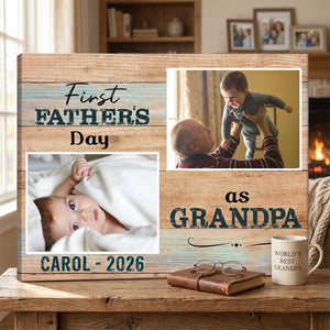 Personalized "1st Time Grandpa" Canvas – Father's Day Gift For New Grandpa