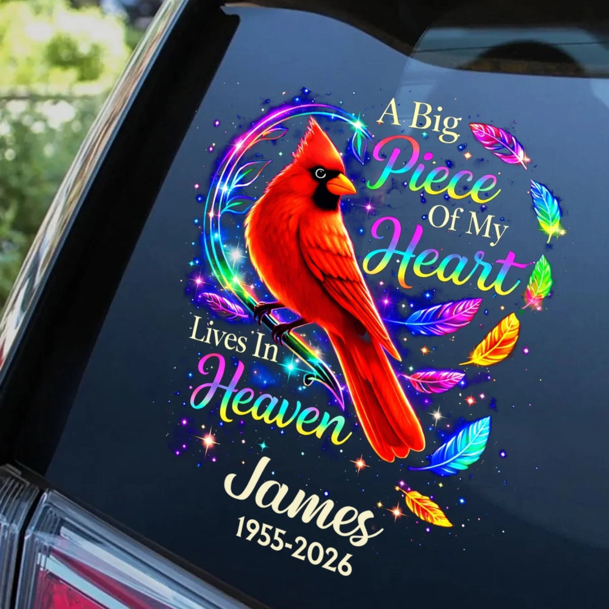 Memorial Gift For Loss Of Loved One – Personalized Cardinal Decal "Forever Loved – My Guardian Angel"