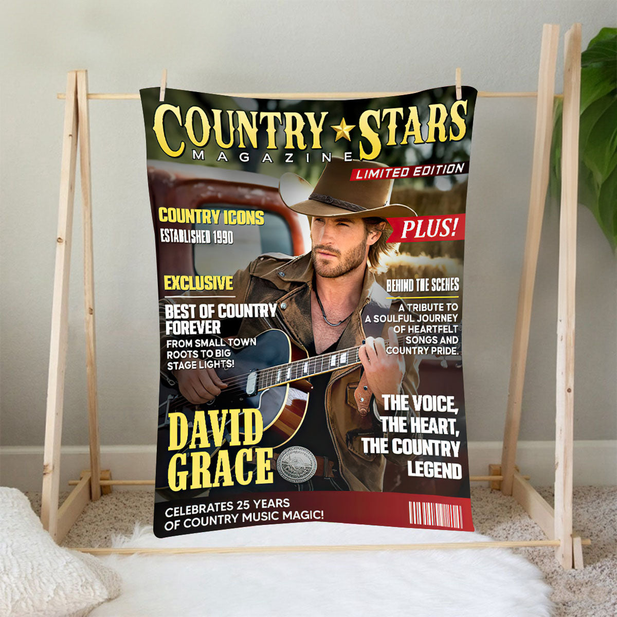 Personalized Country Stars Magazine Blanket, Custom Country Stars Photo Canvas, Cool Gift For Music Lover