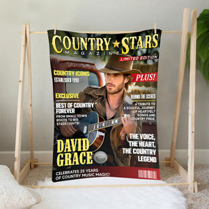 Personalized Country Stars Magazine Blanket, Custom Country Stars Photo Canvas, Cool Gift For Music Lover