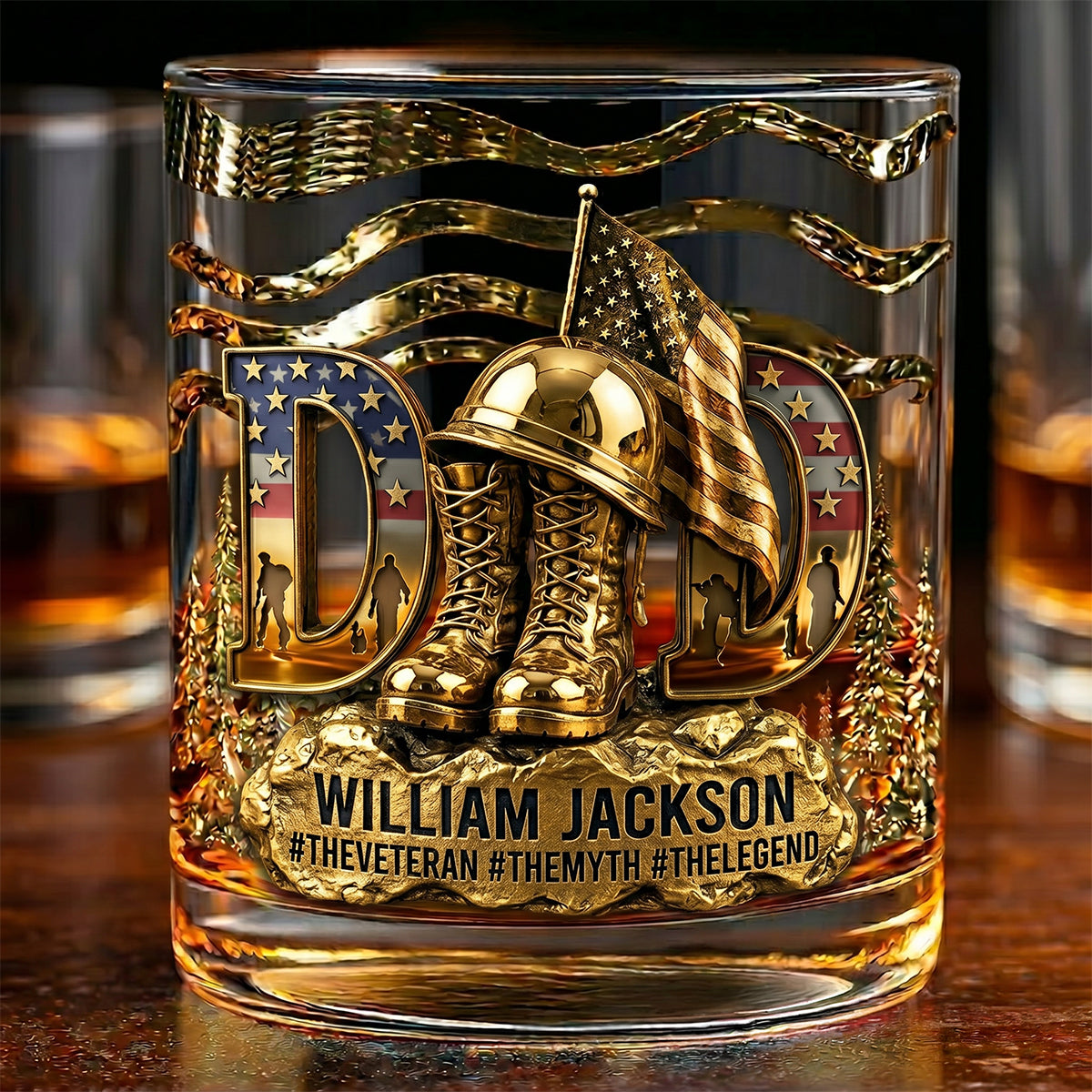 Gift For Veteran Dad – Personalized "Proud Veteran Dad" Drinking Glass