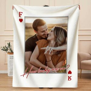 Upload Your Photo Playing Cards Blanket For Him And Her - Personalized Photo Gifts For Anniversary