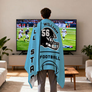 Personalized Football Helmet Blanket Gifts for Football Lovers, Coaches,Fans, Men