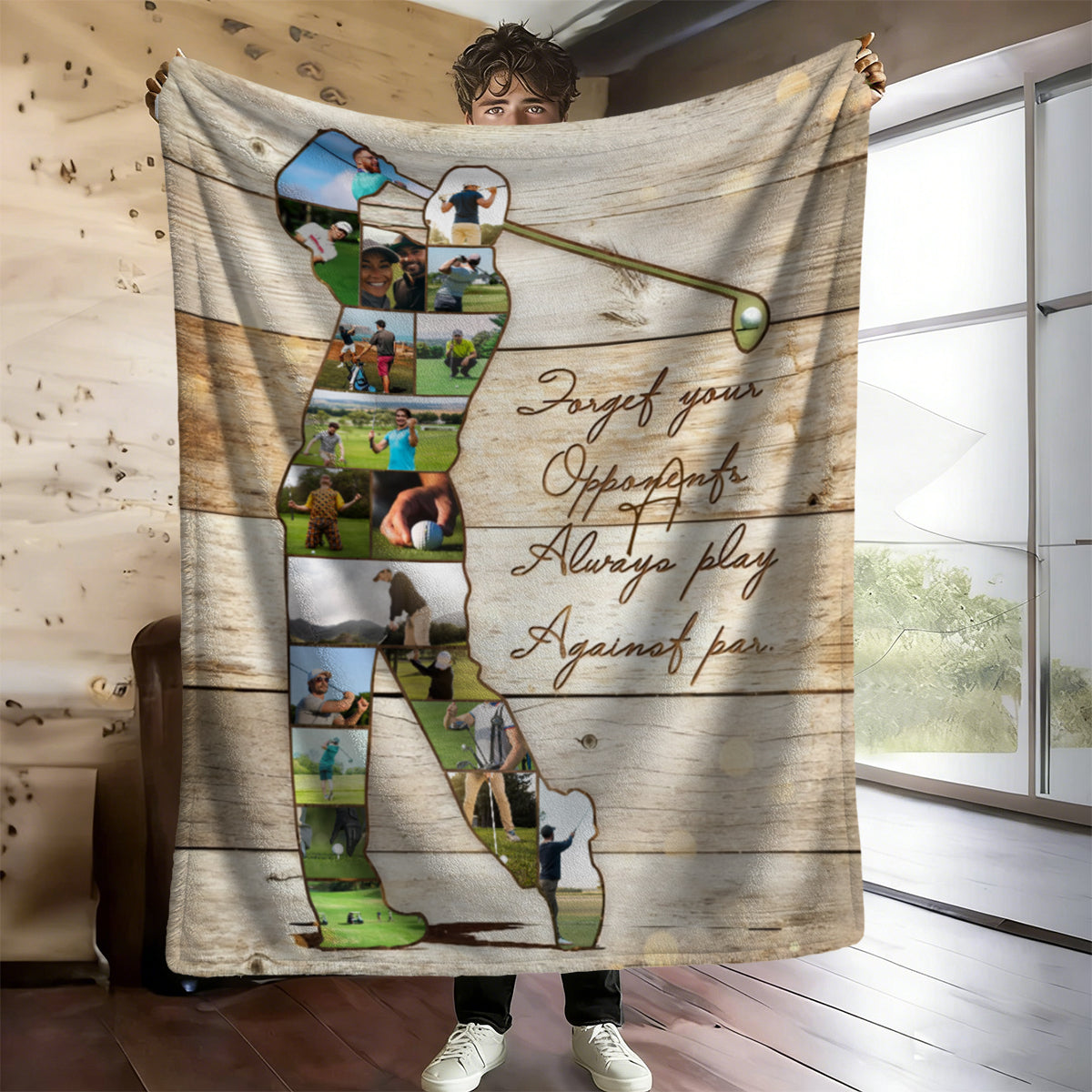 Personalized Golfer Photo Collage Blanket,Golf Coach Gift, Gift For Golf Lovers