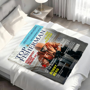 Personalized Ice Fishing Magazine Cover Blanket  Fishing Gifts for Men, Fishing Gifts for Him, Fishing Lover Gift