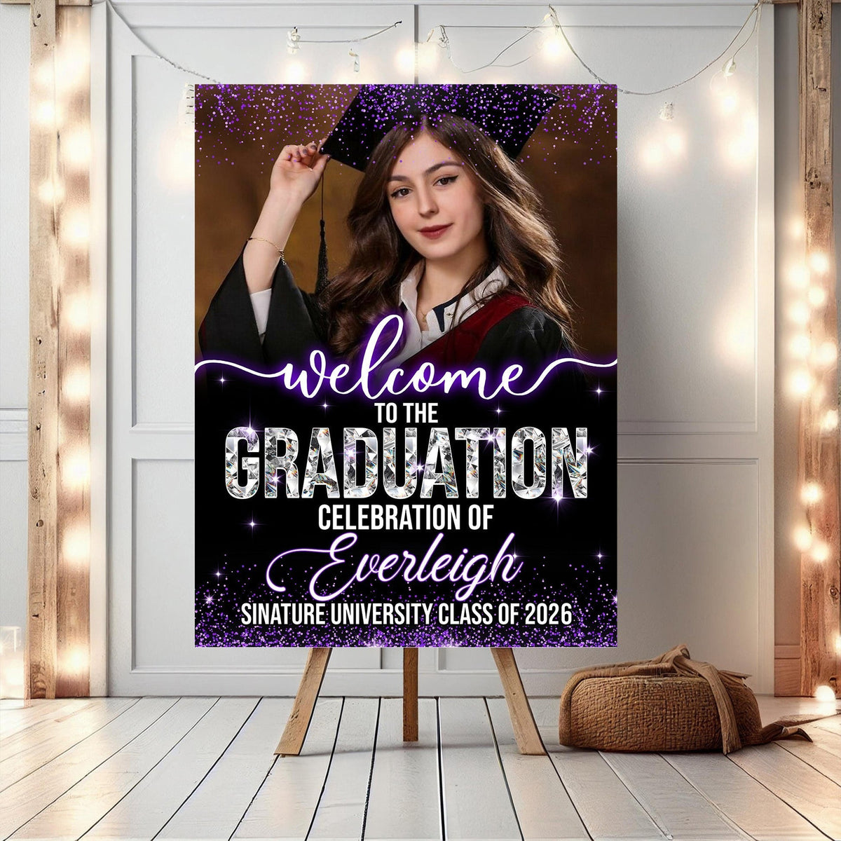 Custom Photo Grad Party Canvas Sign - Personalized Graduation Decoration Canvas