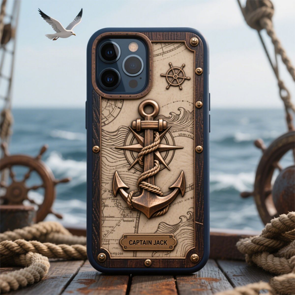 Personalized Nautical Anchor Vintage Nautical Map Fragment Phone Case