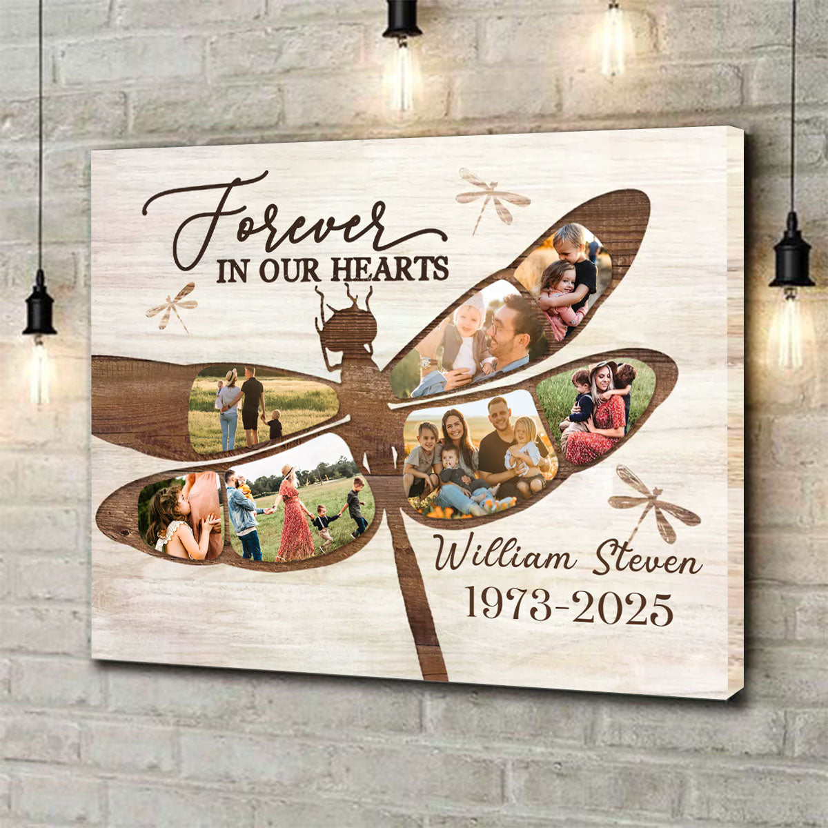 Dragonfly Memorial Photo Collage Canvas, Personalized Memorial Photo Gifts, Remembrance Gifts