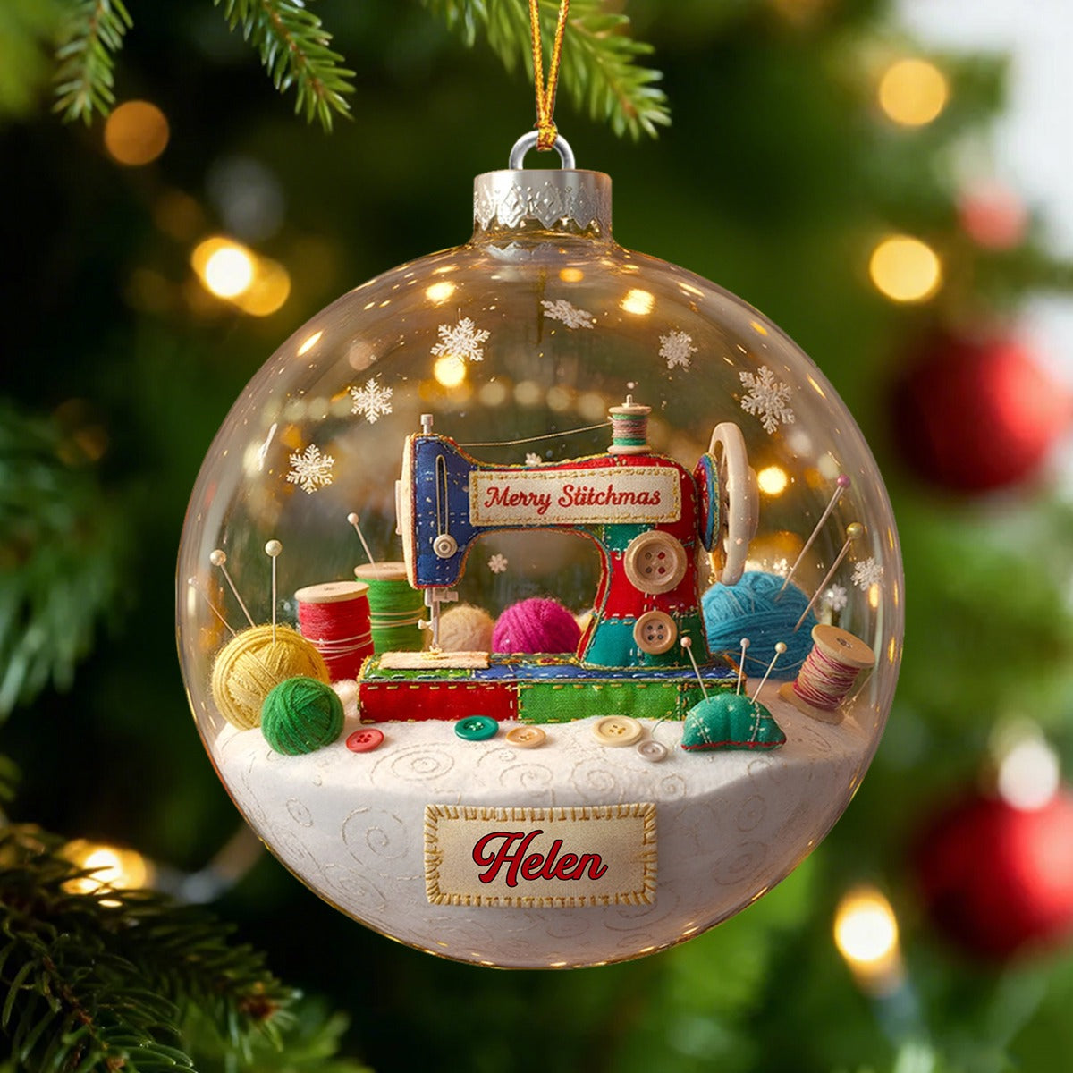 Merry Sewing Christmas Ornament - Personalized Gifts for Sewing Lovers