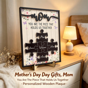 Custom Mother's Day Wooden Plaque – Mom, You Hold Us Together – Personalized Gift For Mom