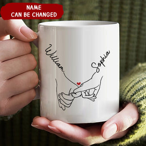 Custom Name Holding Hands Valentine Mug Personalized Gift